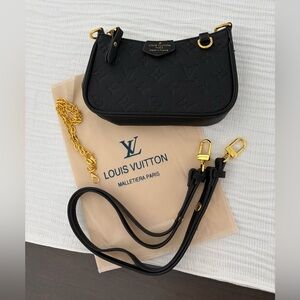 Black Mini Bag with Gold Hardware and leather strap